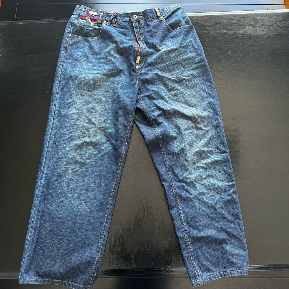 Vintage Retro LNG Roots + Equipment Size 38 Bootcut Wide Leg Dad Jean Denim